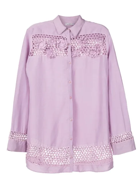 Amir Slama camisa oversize con detalle de encaje floral