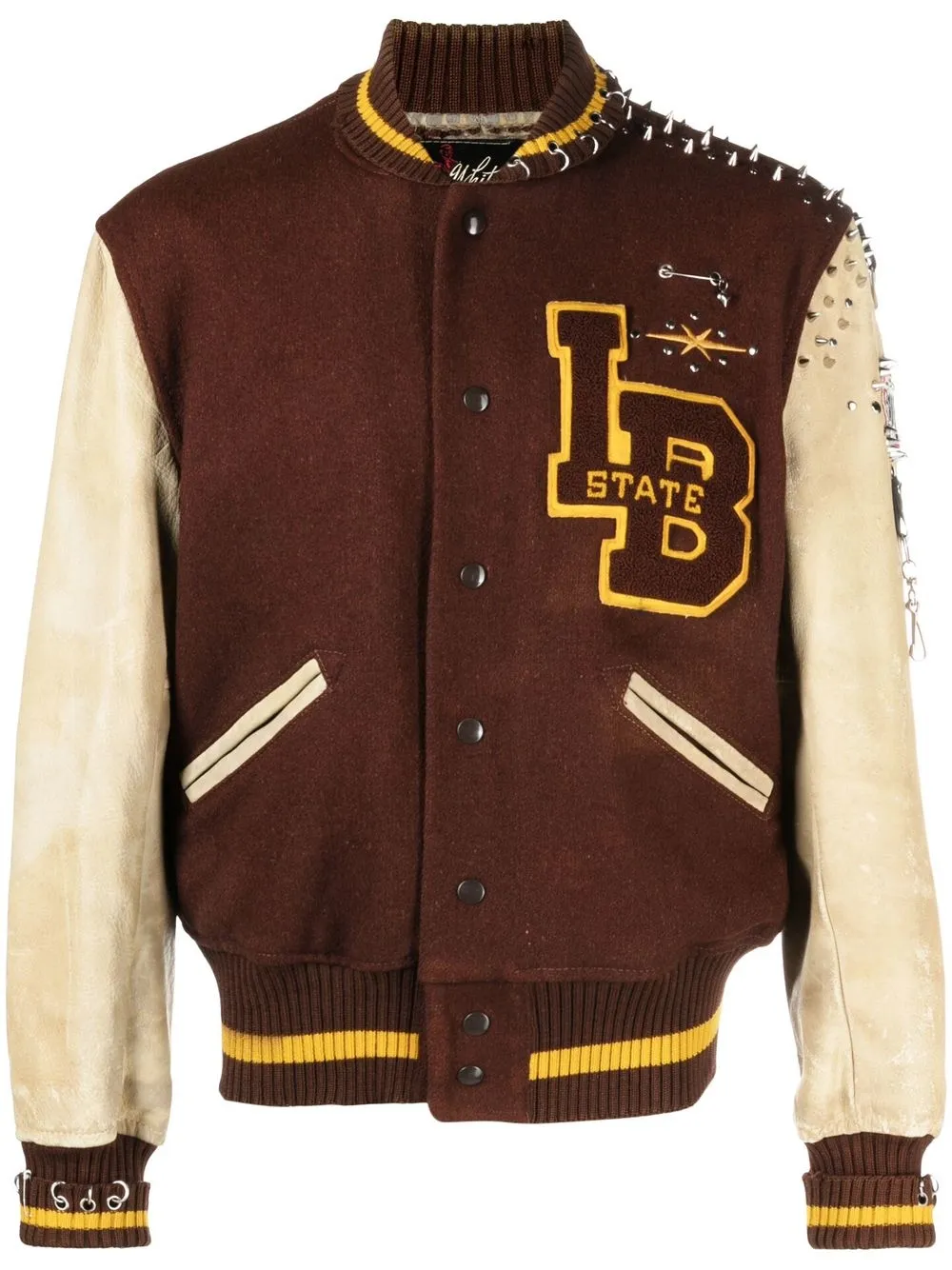 

Phipps Chevrolet stud-detail varsity jacket - Brown