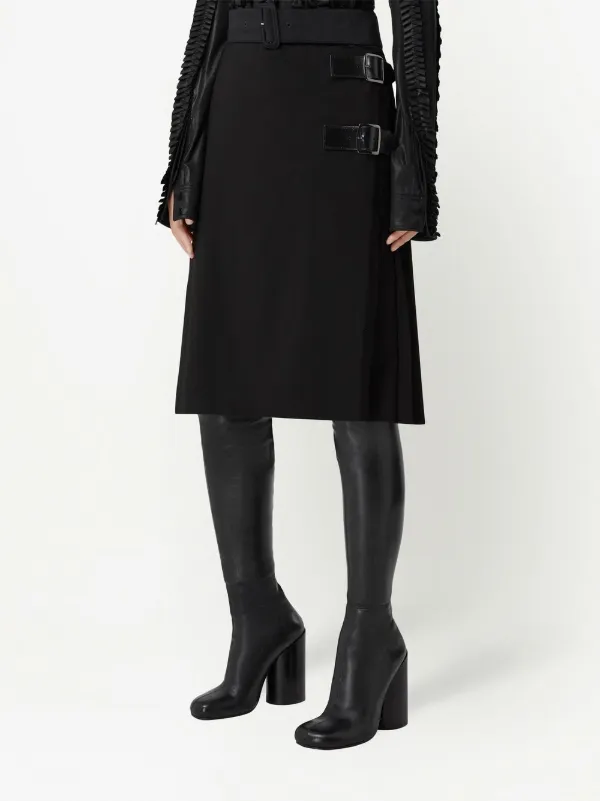 ワンピース BURBERRY Women Mid Skirts 8104937 A1189 Black Burberry Belted Midi Skirt | Black | FARFETCH