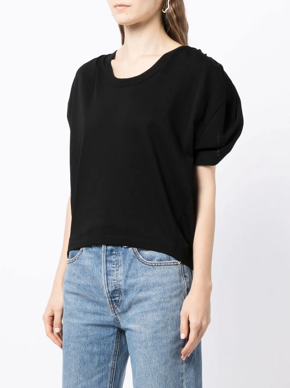  Alexander Wang T Shirt Mit Gerafften ärmeln   Schwarz 
