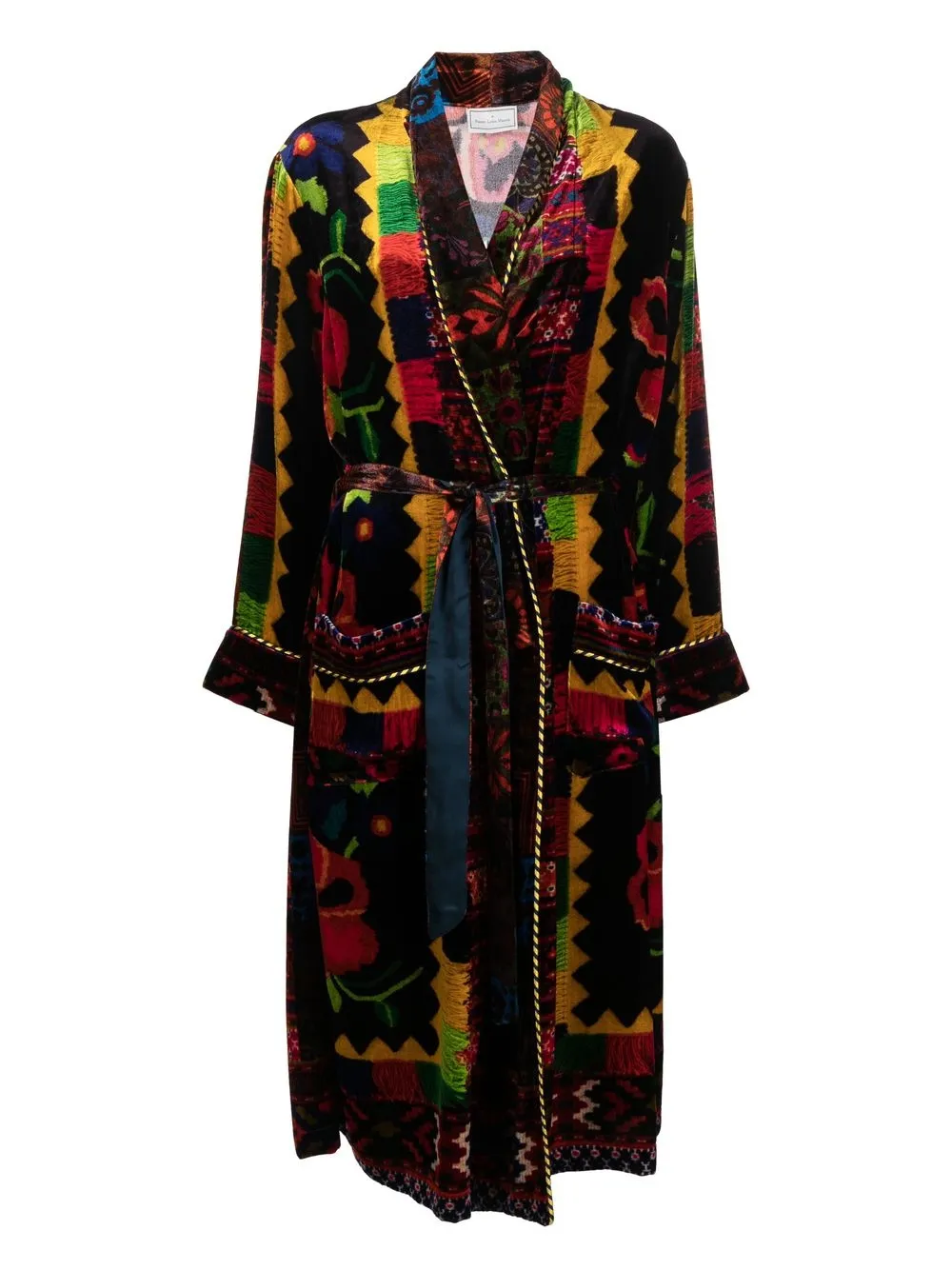 

Pierre-Louis Mascia patterned-jacquard belted robe - Black