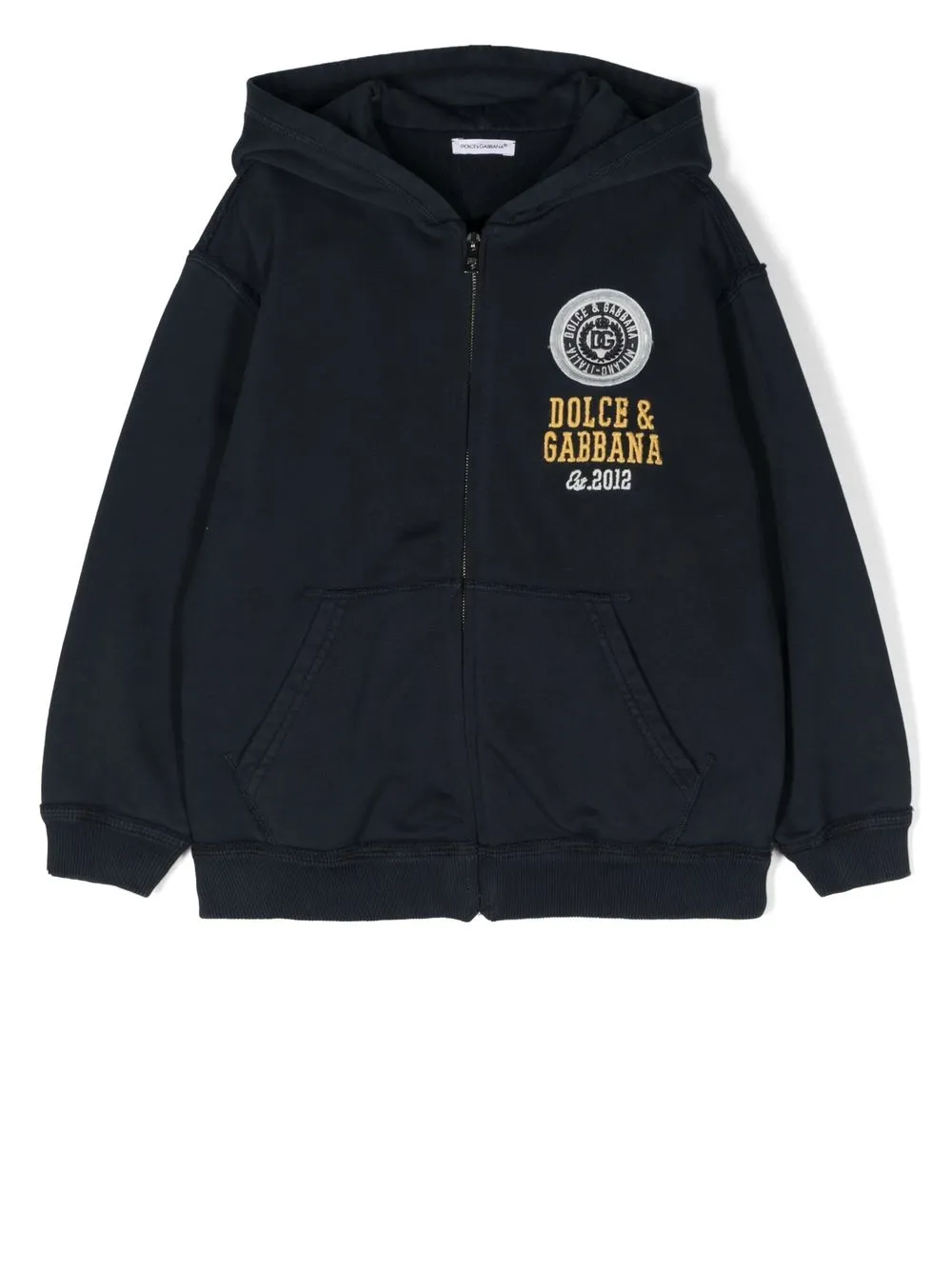 

Dolce & Gabbana Kids logo-embroidered front-zip hoodie - Blue