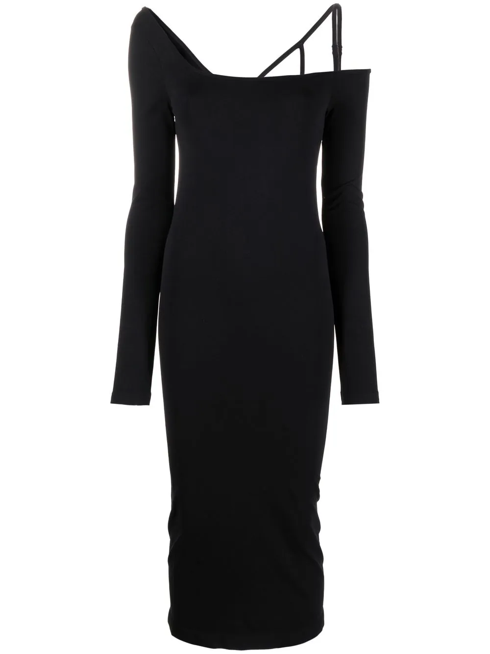 

Helmut Lang vestido midi asimétrico - Negro