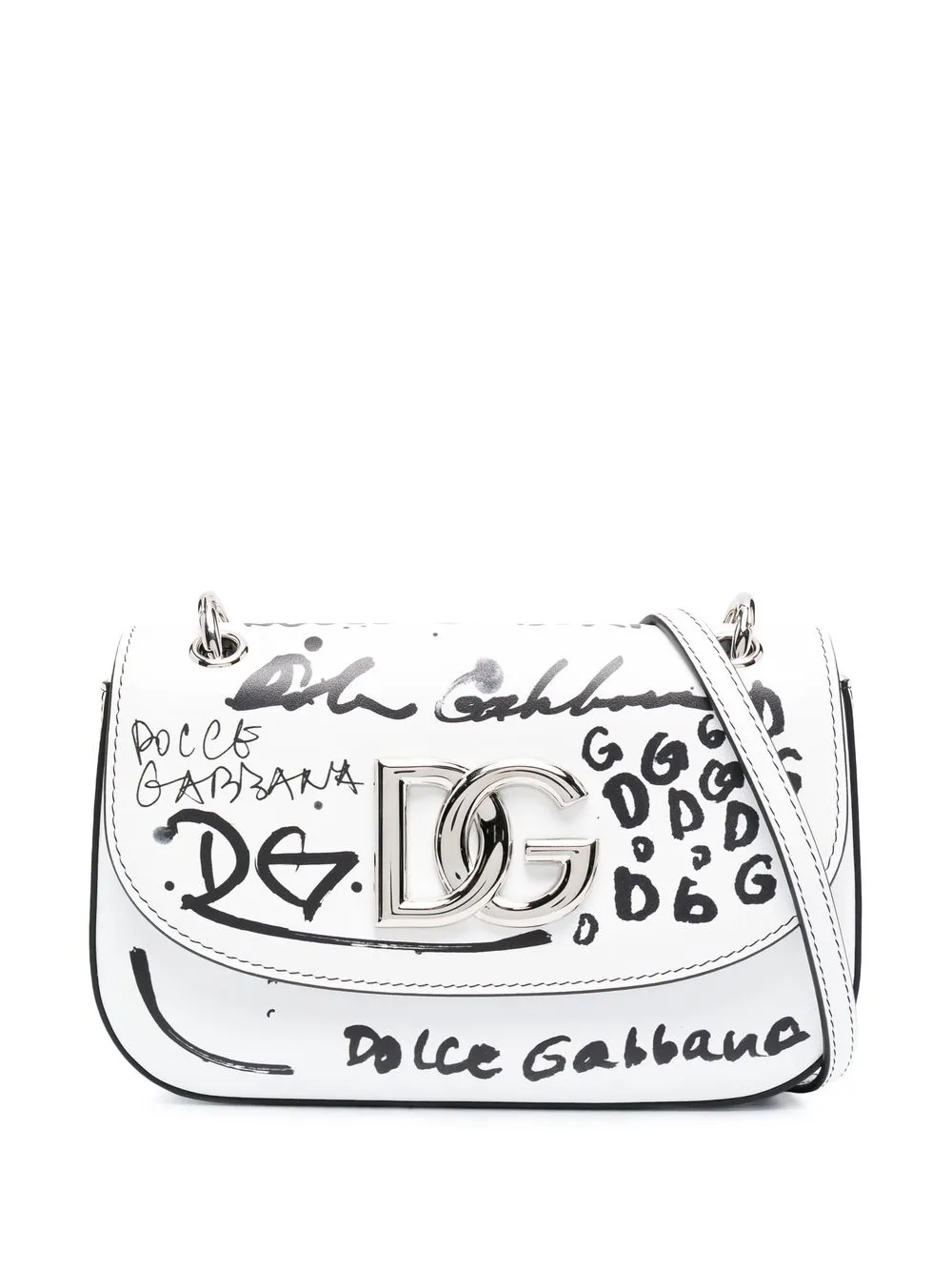 

Dolce & Gabbana bolsa de hombro con estampado de escritura - Blanco