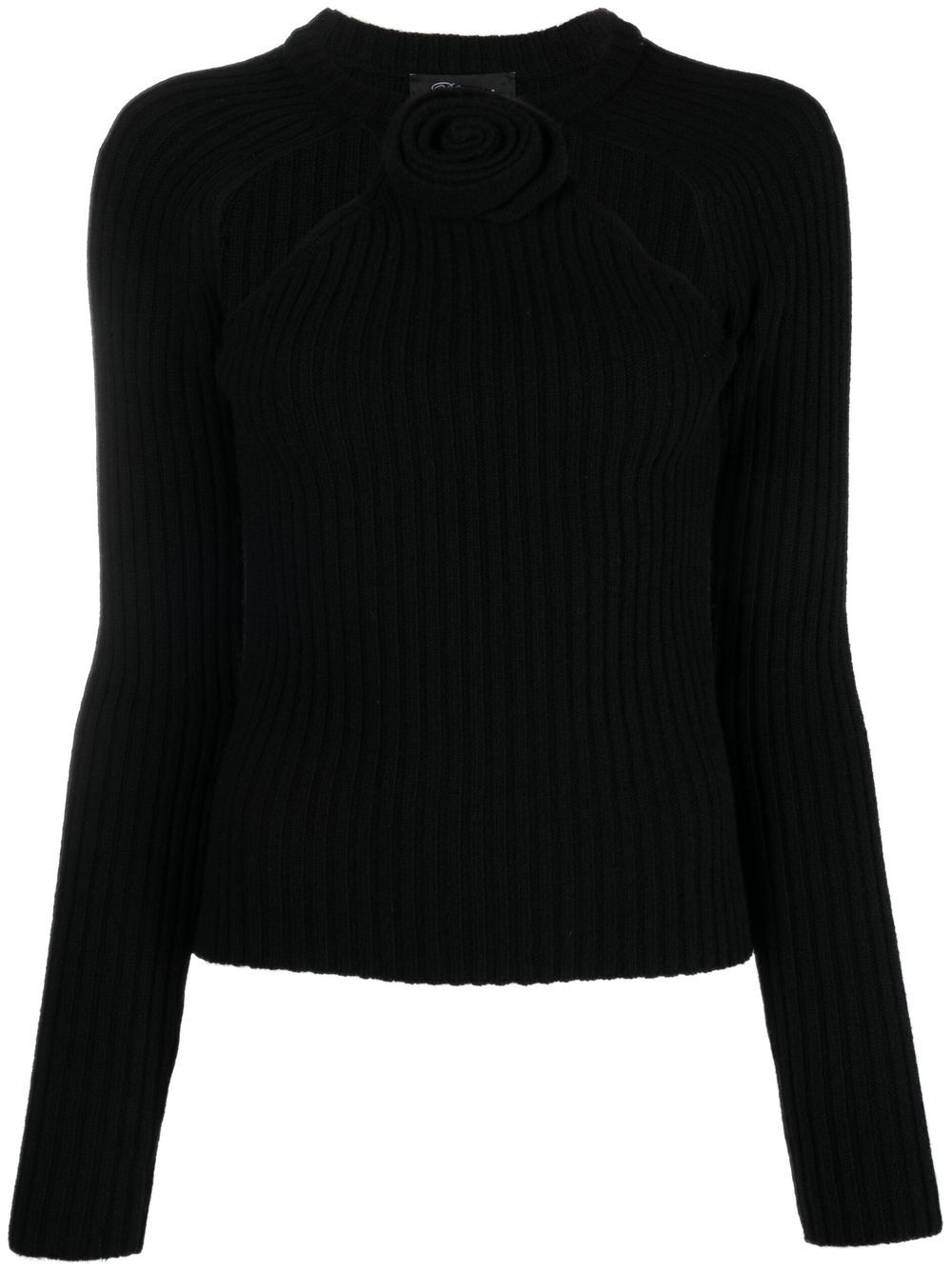 

Blumarine top tejido de canalé con aberturas - Negro