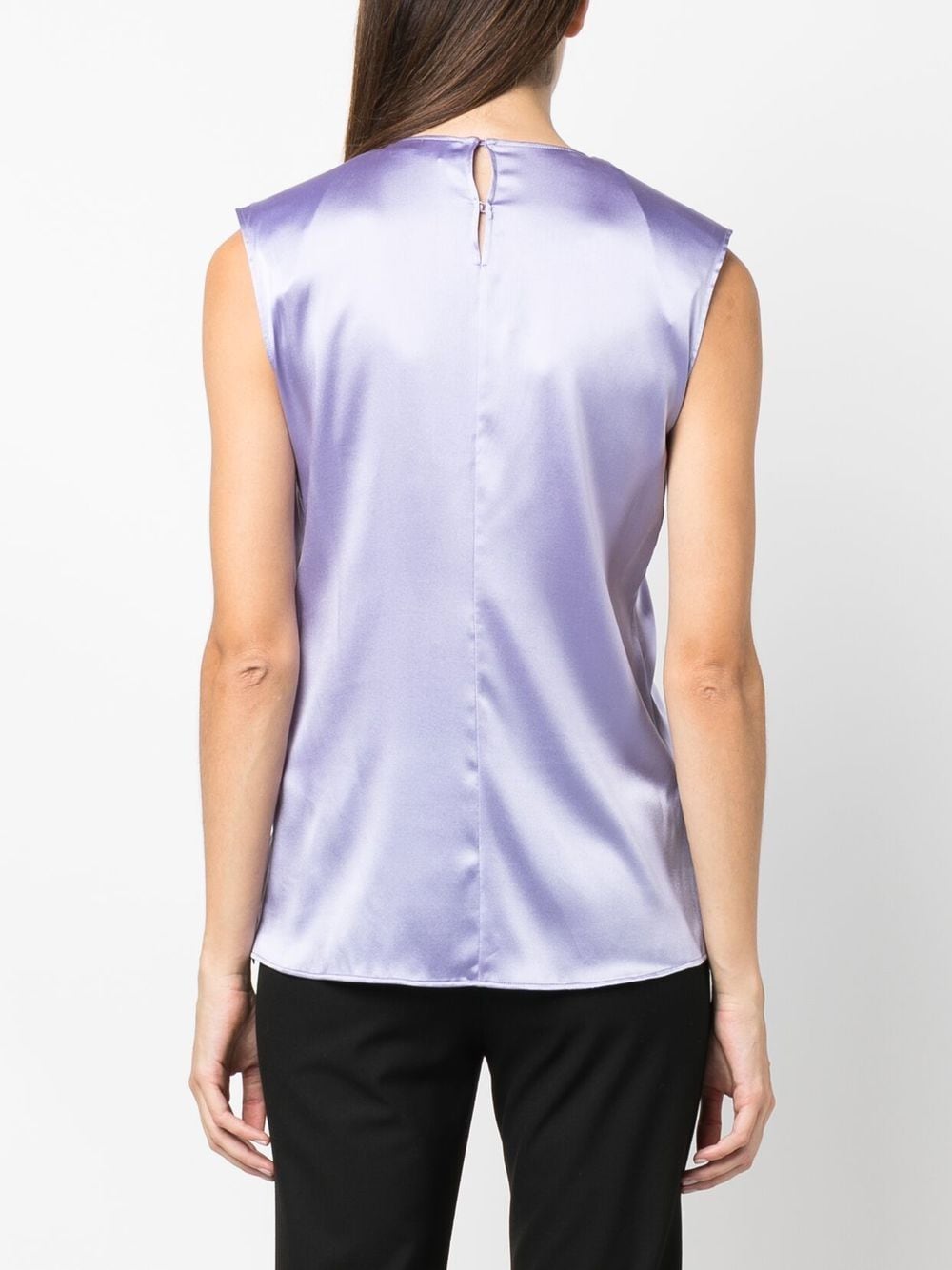 Shop Genny Sleeveless Silk Blouse In Purple