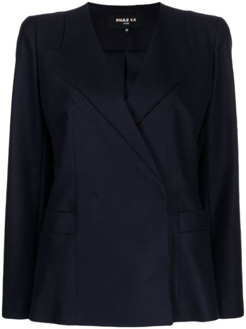 Paule Ka collarless asymmetric blazer