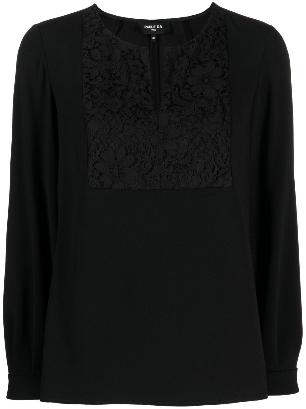 Image 1 of Paule Ka embroidered button-neck top