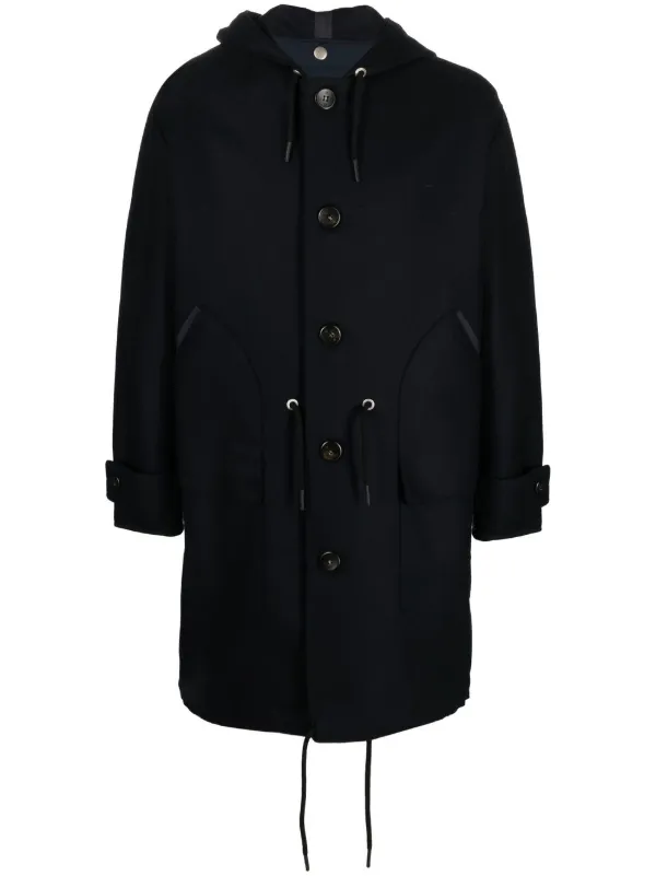 PT Torino Hooded Drawstring Coat in Blue