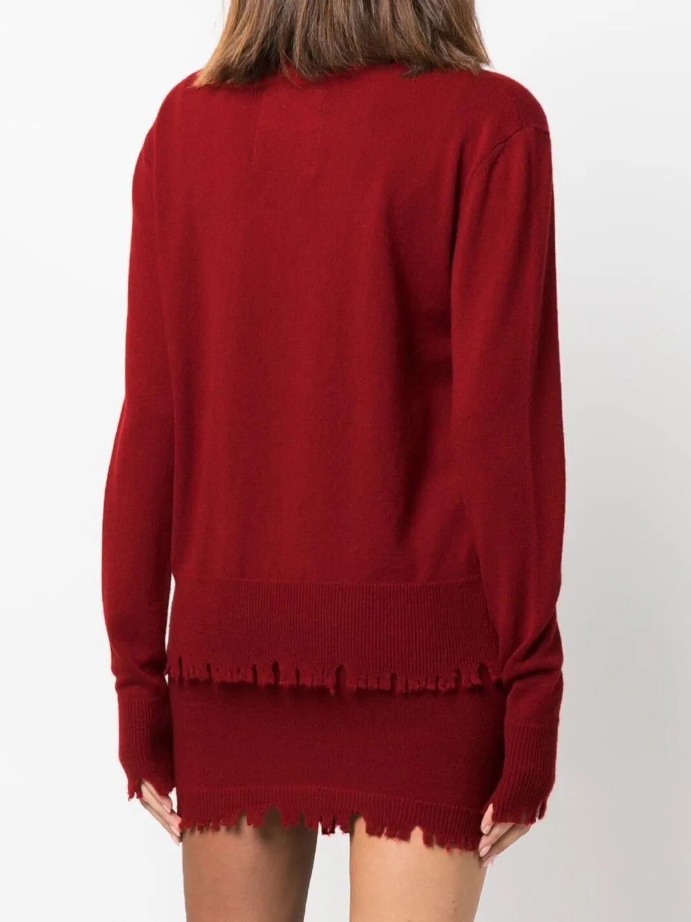 Uma Wang Distressed-edge Knit Jumper In Rot