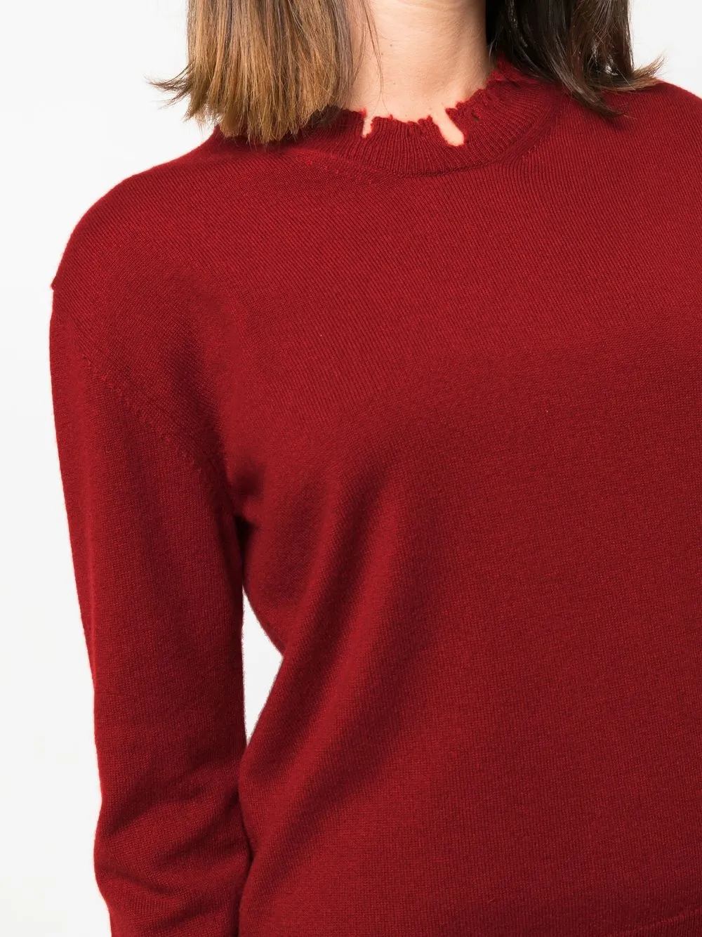 Uma Wang Distressed-edge Knit Jumper In Rot