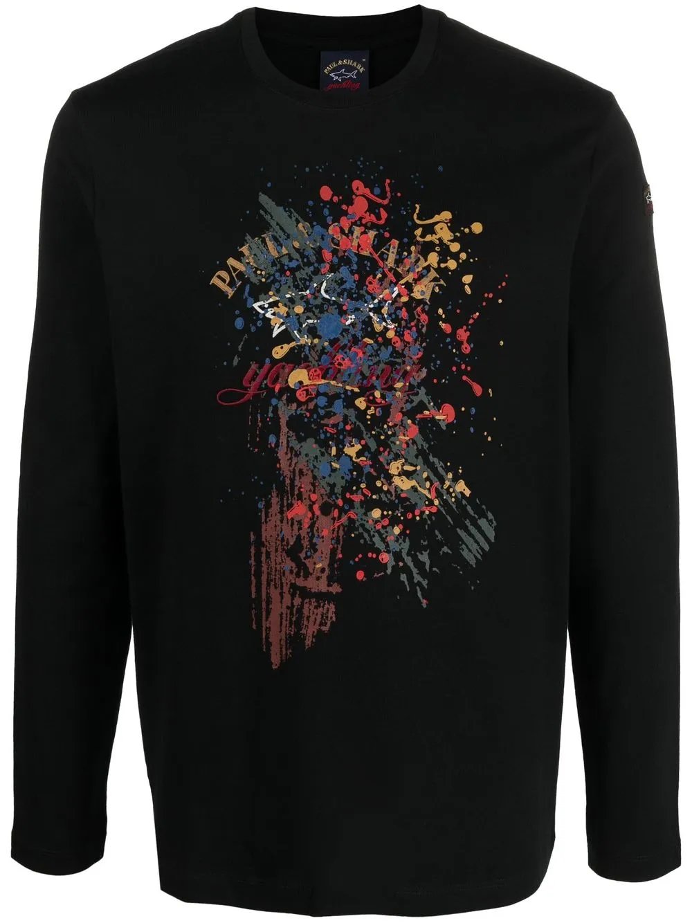 

Paul & Shark paint-splatter logo-print sweatshirt - Black
