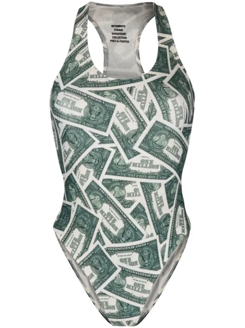 VETEMENTS Million Dollar print one-piece swimsuit