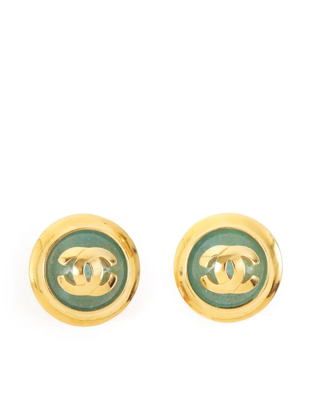 

Chanel Pre-Owned aretes de clip redondos con logo CC 1997 - Dorado