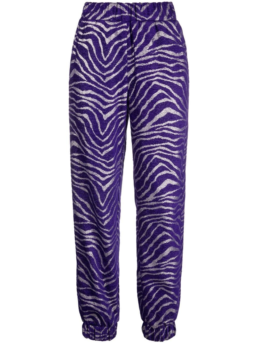 Genny Zebra Jacquard Slim-cut Trousers In Violett