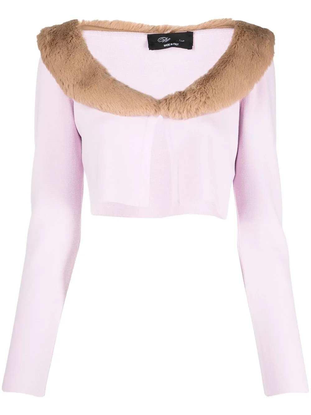 

Blumarine faux-fur collar cropped cardigan - Purple