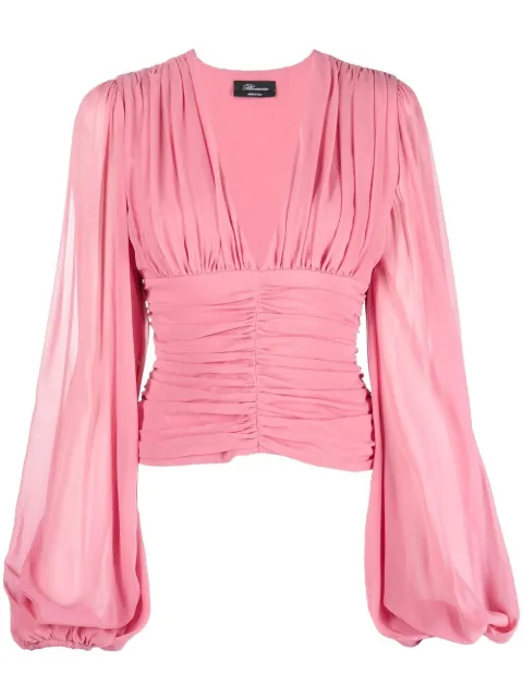 Blumarine blusa con cuello fruncido