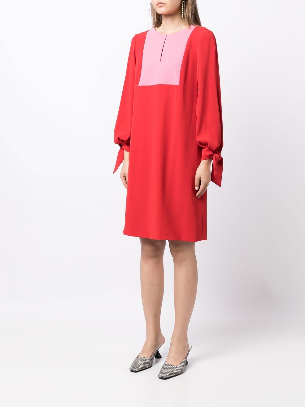 Shop Paule Ka Colour-block Panelled Shift Dress In Red
