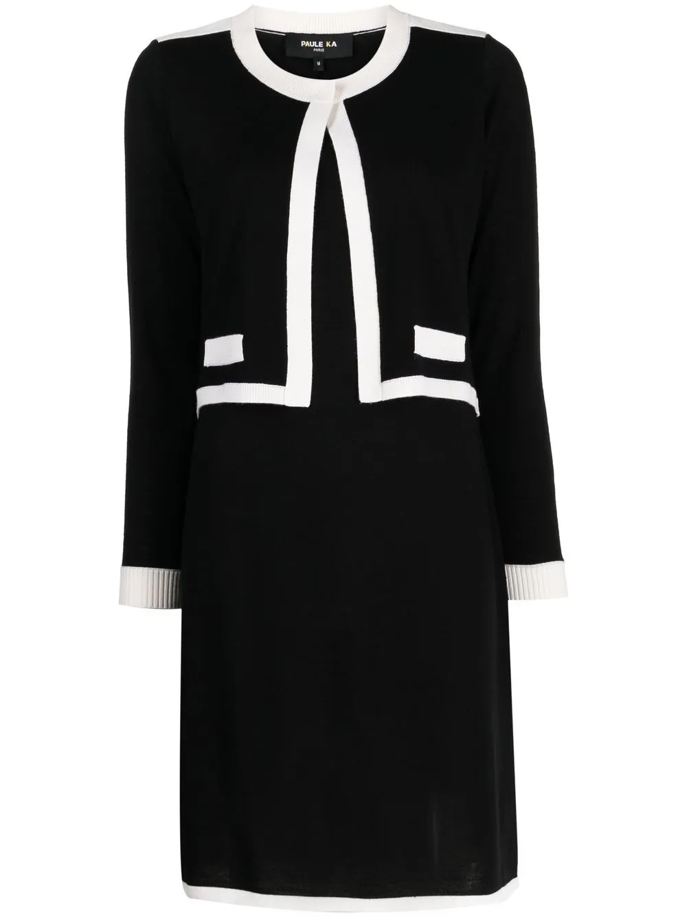 

Paule Ka piped merino-wool mini dress - Black