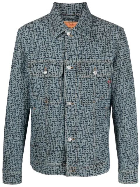 logo-print denim jacket