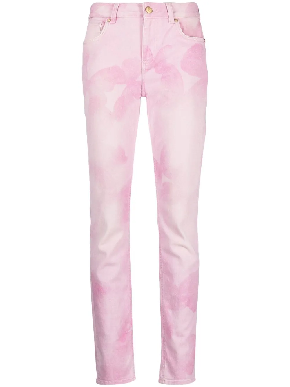 

Blumarine floral-print slim-cut jeans - Pink