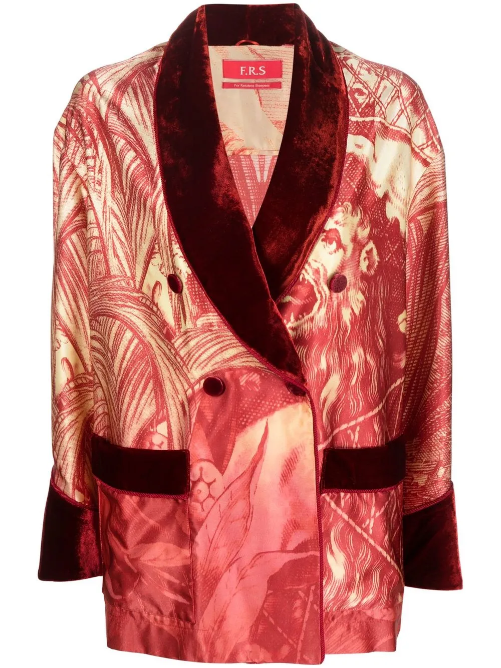 

F.R.S For Restless Sleepers blazer de seda con doble botonadura - Rojo