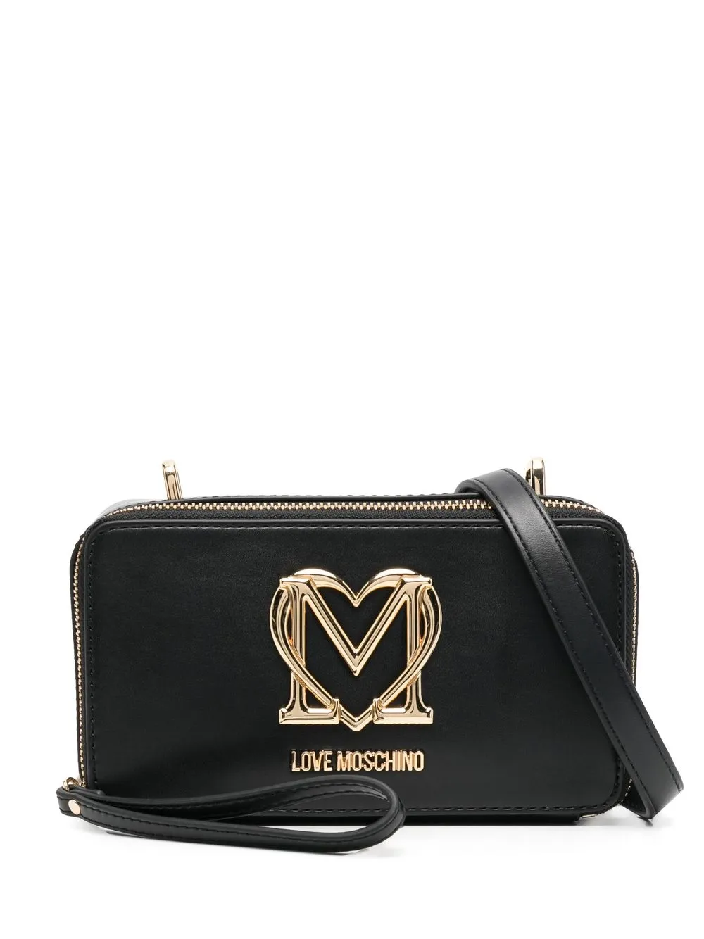 

Love Moschino logo-plaque zipped crossbody bag - Black