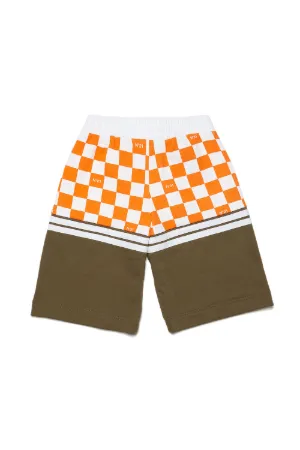 Logo-Print Checked Cotton Shorts