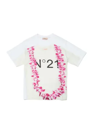 Logo And Flower-Print Cotton T-Shirt