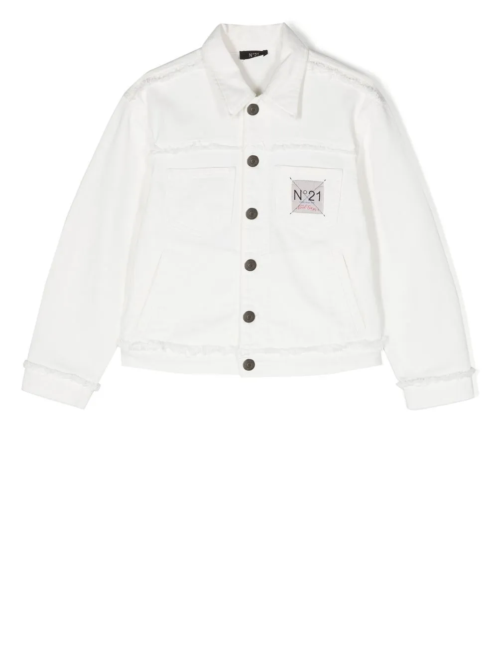 

Nº21 Kids logo-patch cotton jacket - White