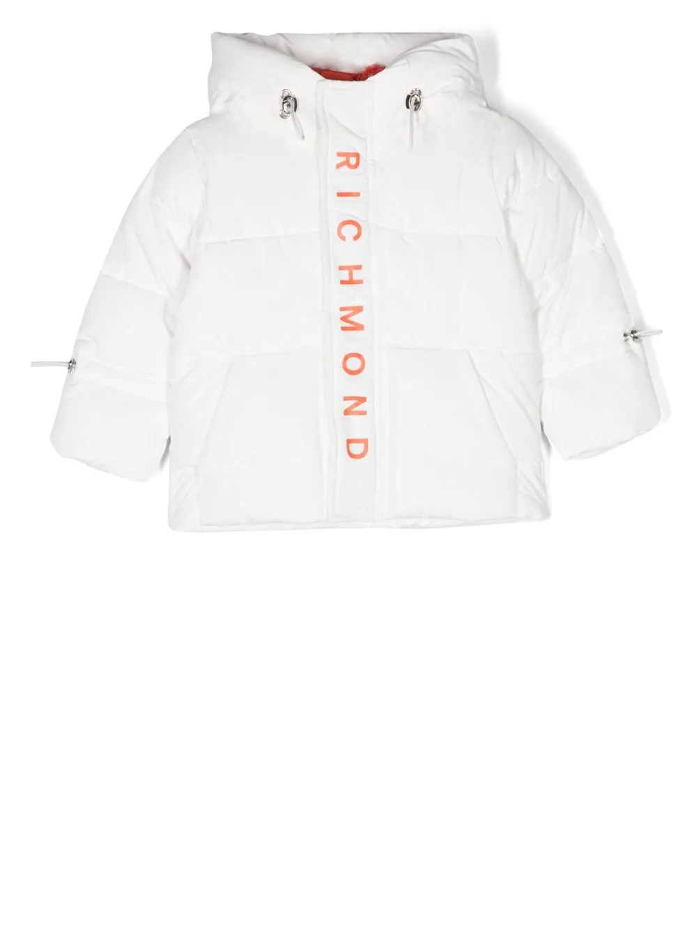

John Richmond Junior abrigo capitonado con logo estampado - Blanco