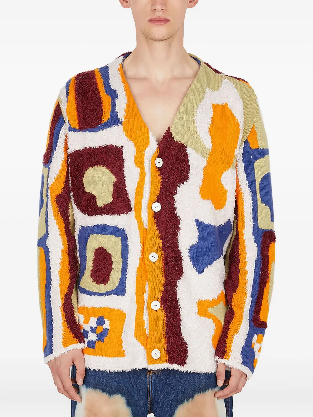 The Elder Statesman abstract-pattern cardigan Wit