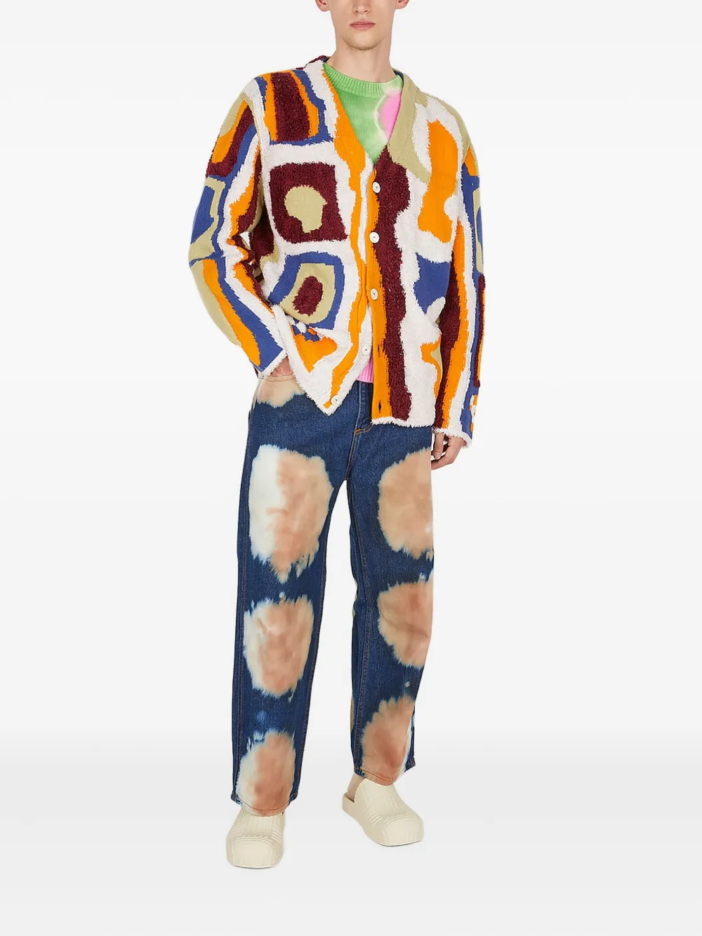The Elder Statesman abstract-pattern cardigan Wit