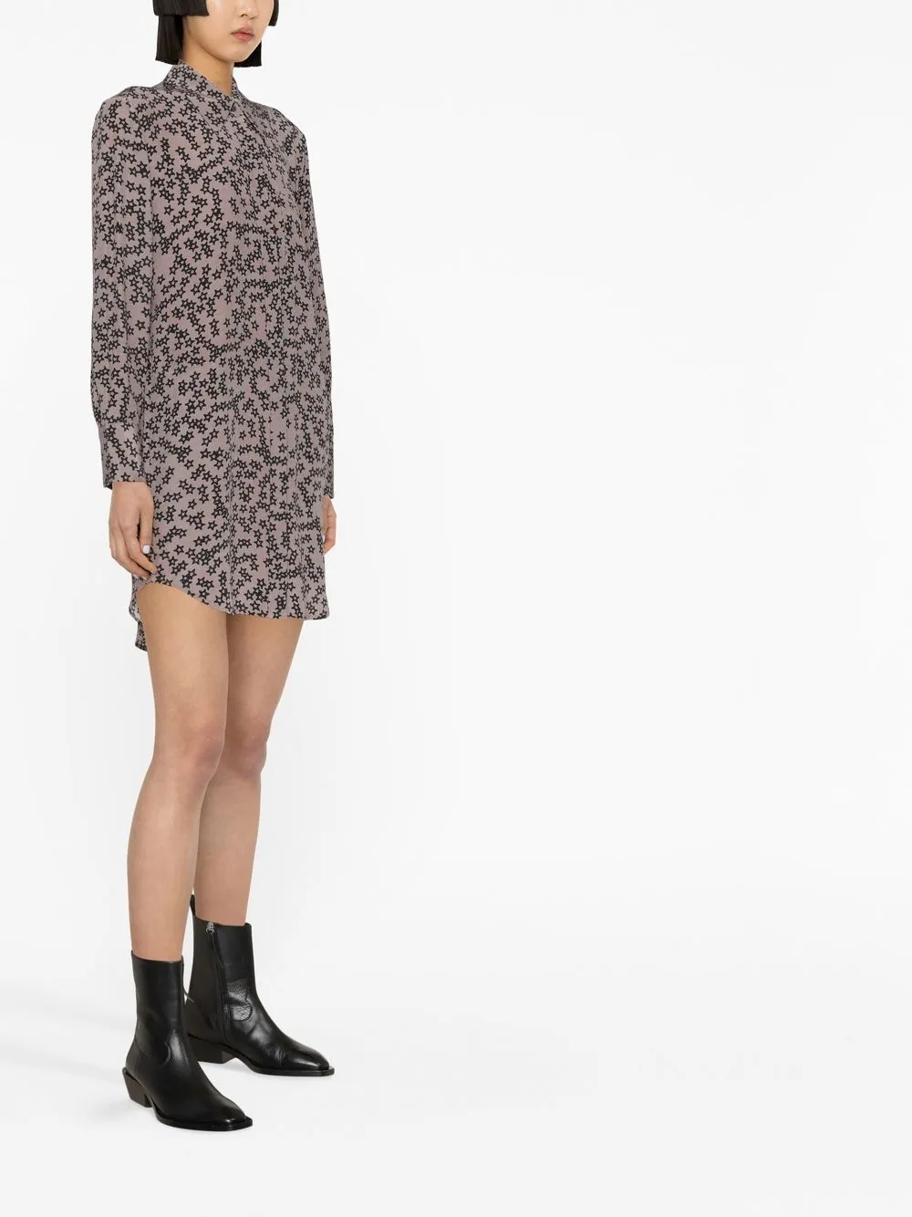 Equipment Starprint Silk Shirt Dress In Grey ModeSens