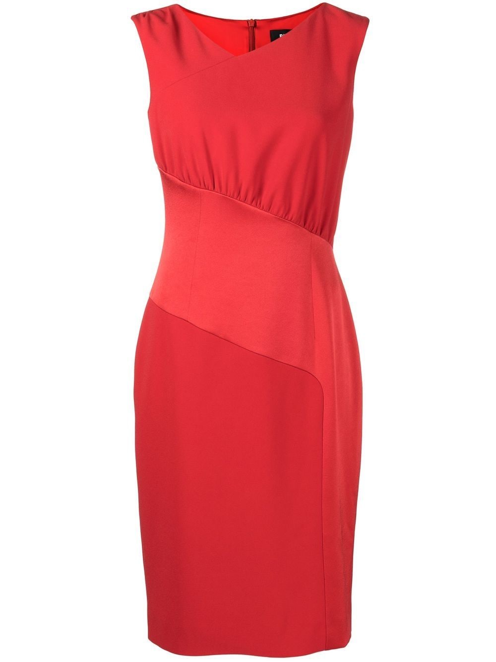 Paule Ka Asymmetric V-neck Shift Dress In Red