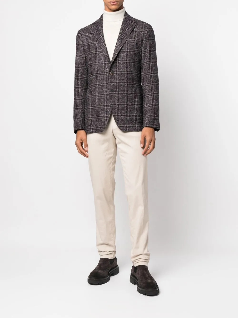 Tagliatore Checked Single-breasted Blazer In Blau