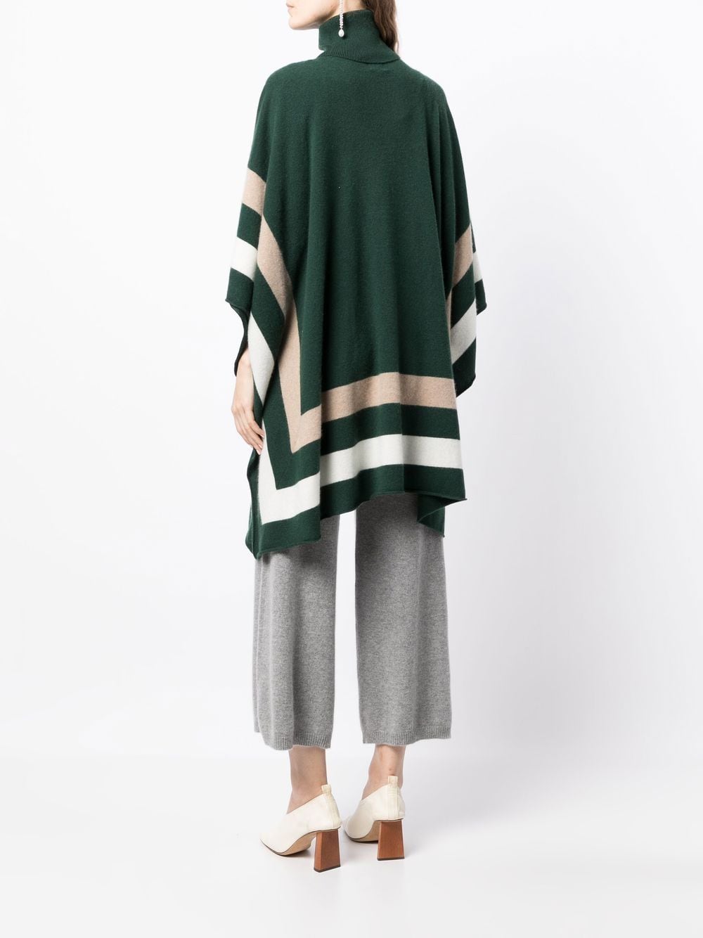 Shop Madeleine Thompson Rosemary Fine-knit Poncho In Green