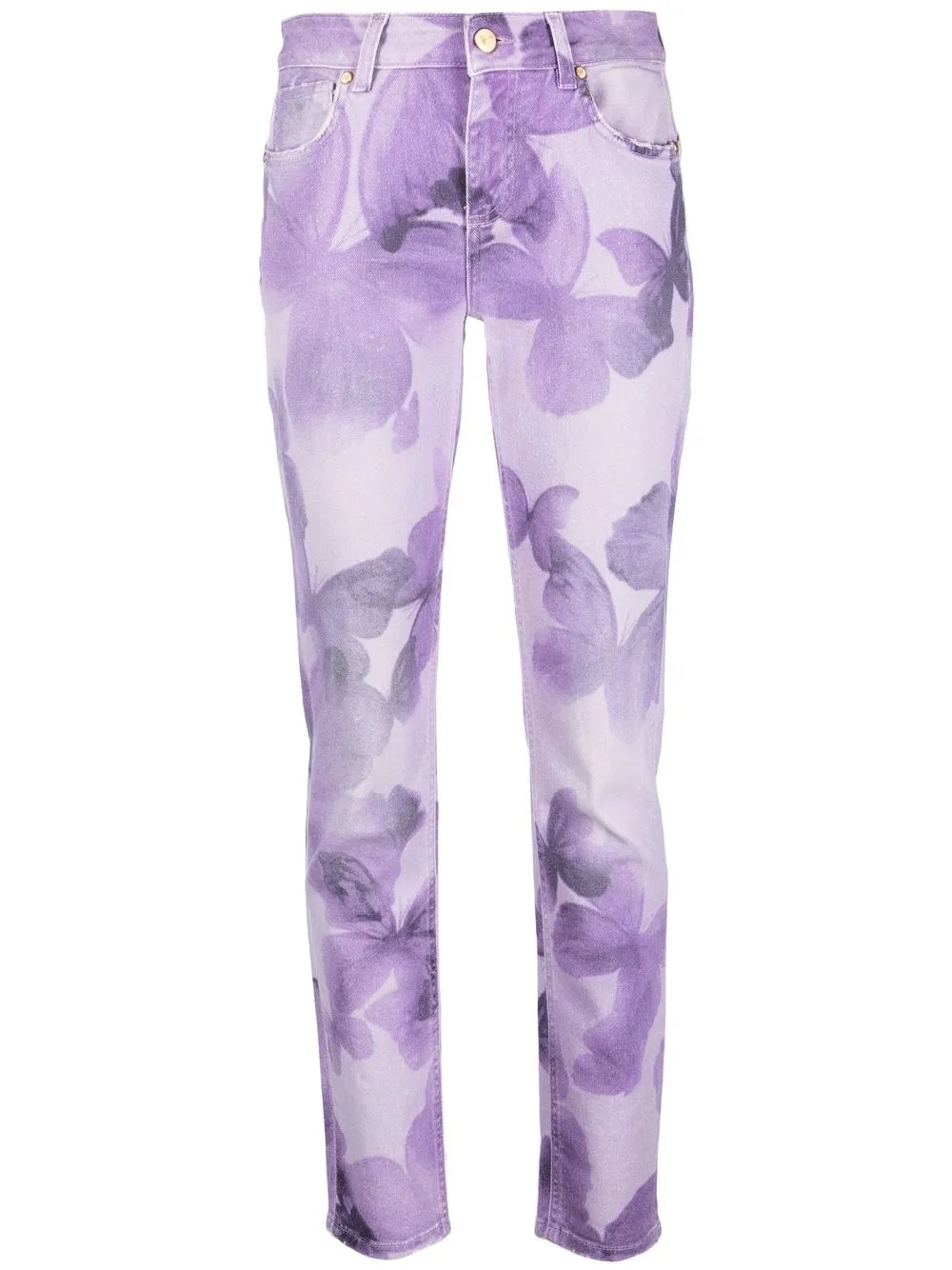 

Blumarine floral-print slim-cut jeans - Purple