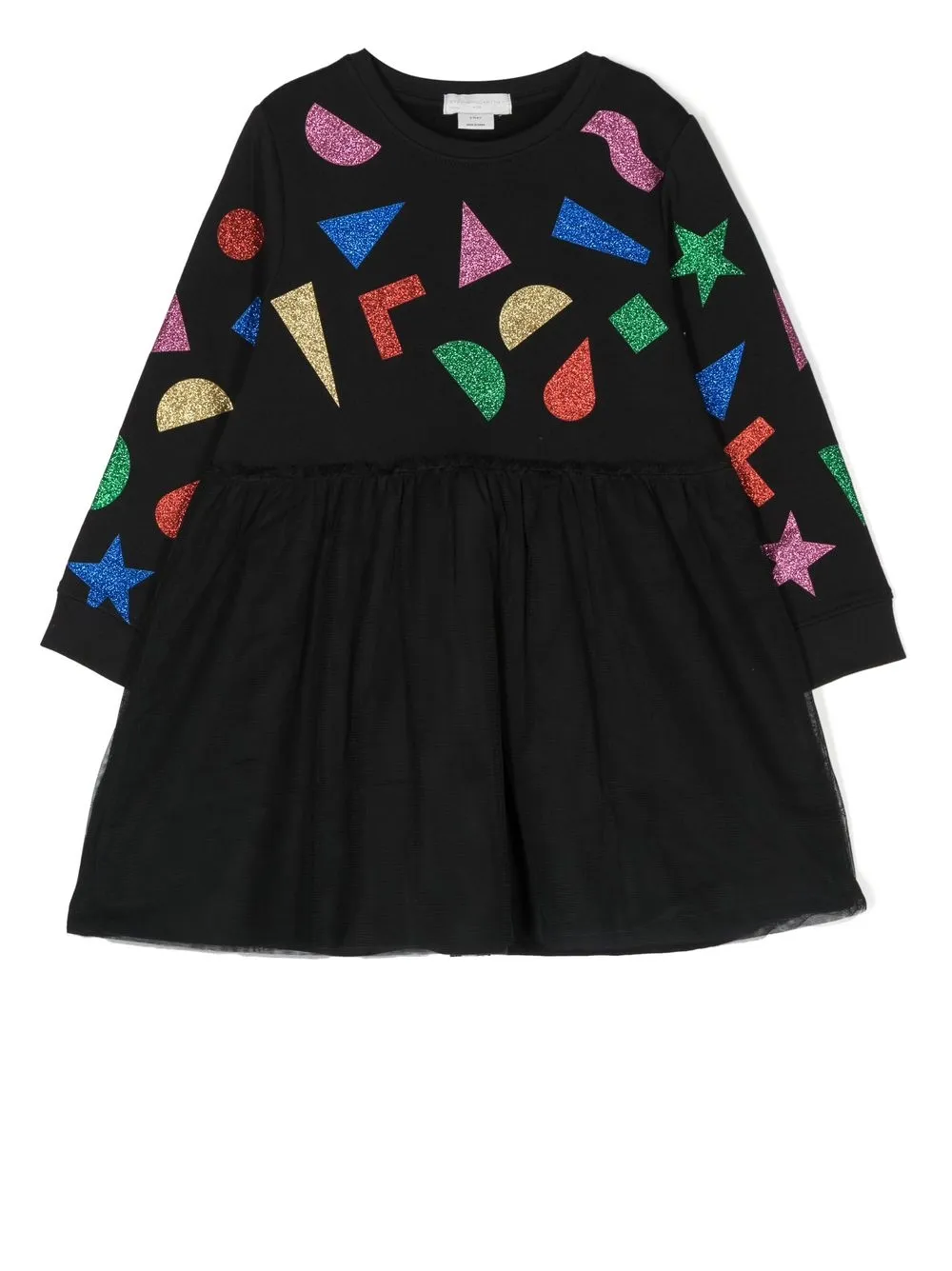 

Stella McCartney Kids vestido con estampado gráfico y glitter - Negro