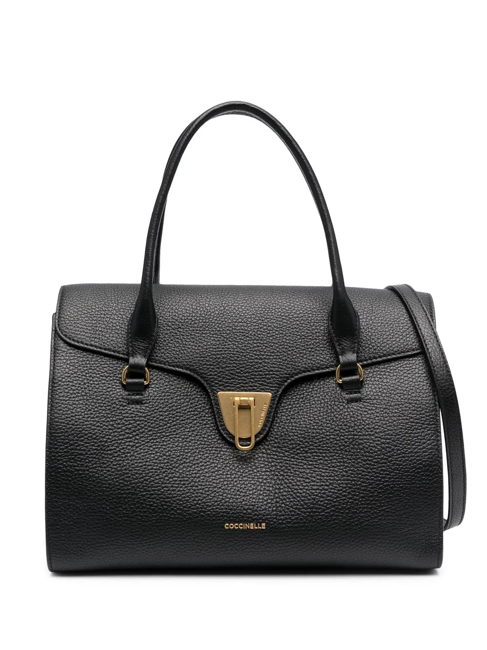 

Coccinelle logo-detail leather tote bag - Black