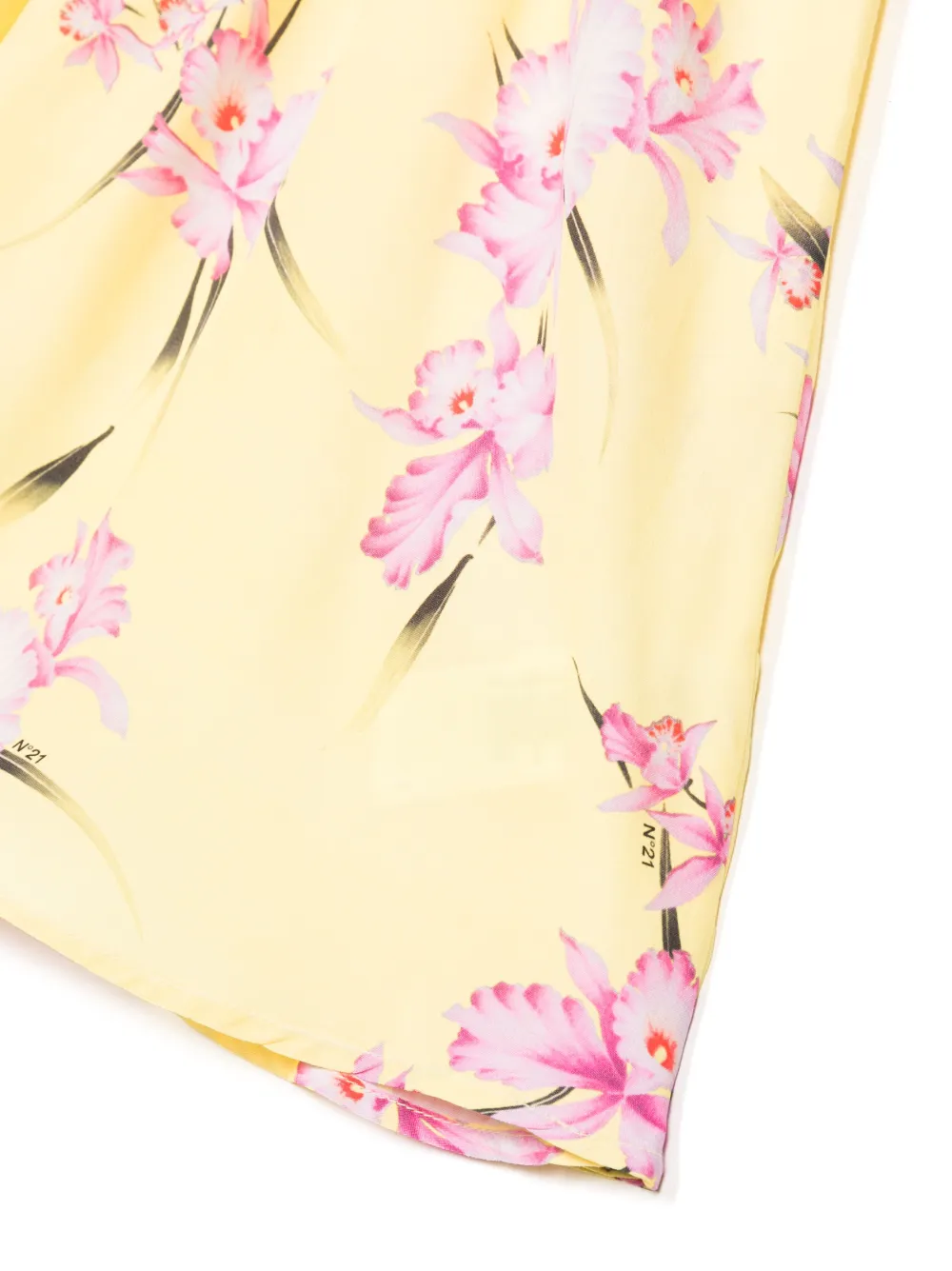  Nº21 Kids Floral-print Short-sleeve Dress - Yellow 