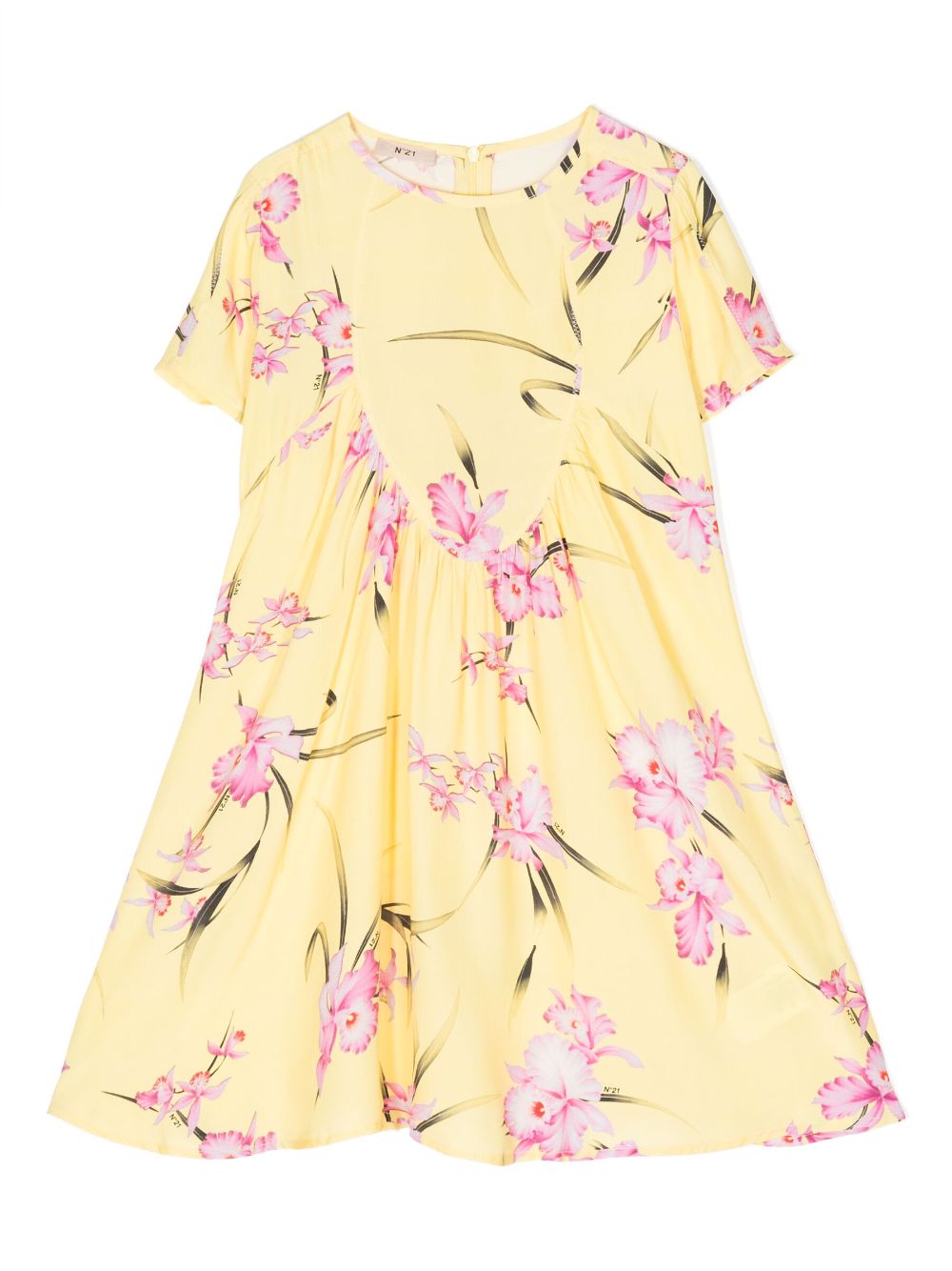 Nº21 Kids floral-print short-sleeve dress - Yellow