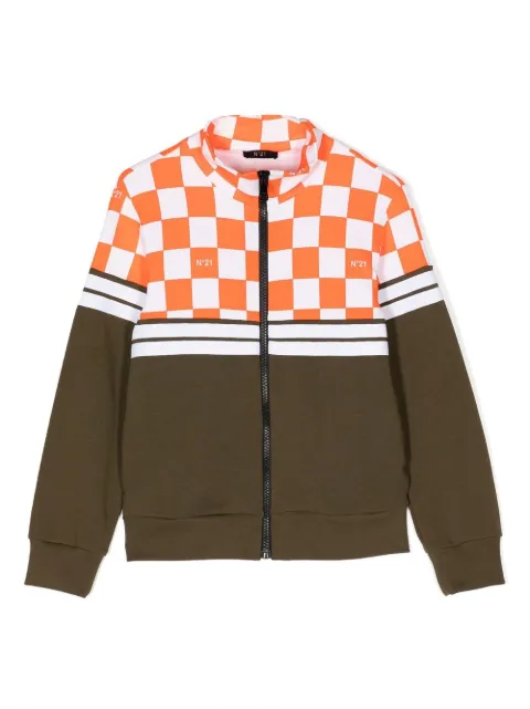 Nº21 Kids check-panelled zipped jacket