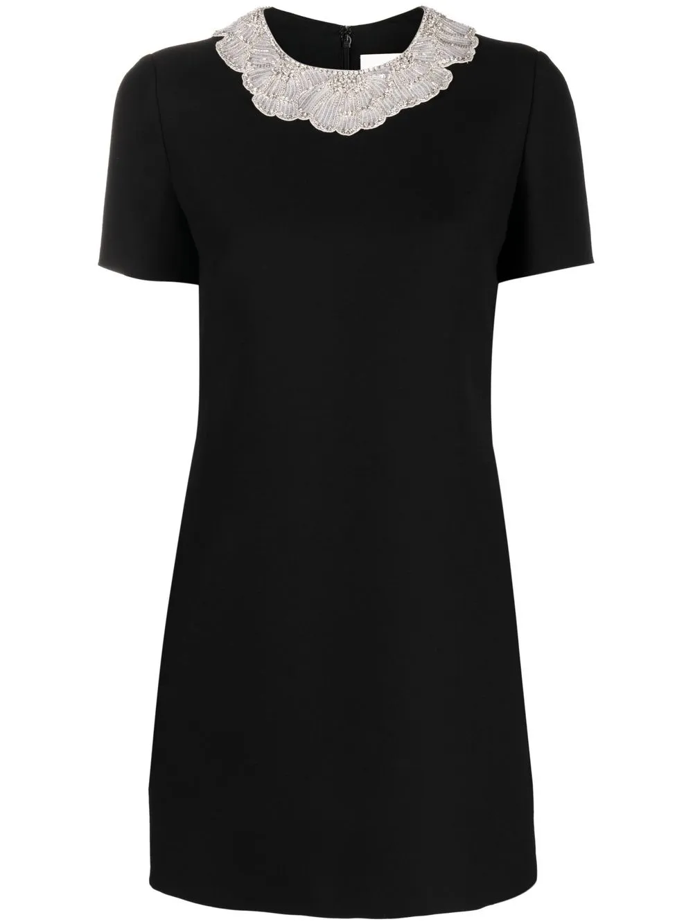 

Valentino vestido midi con cuello en contraste - Negro