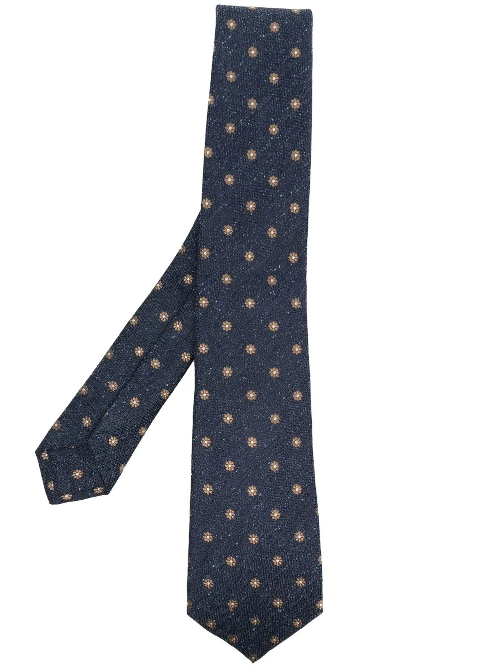

Kiton floral-embroidery silk tie - Blue