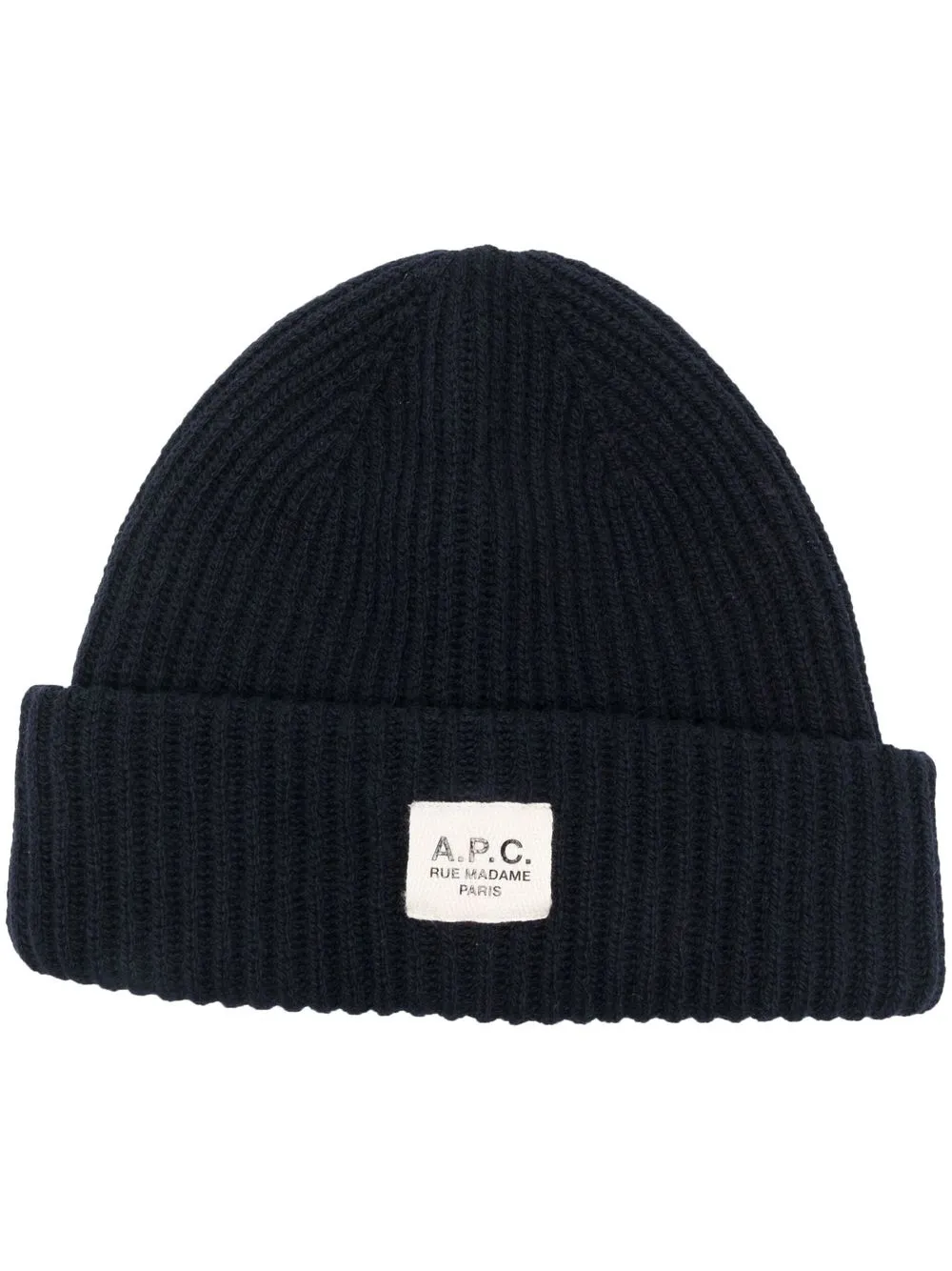 

A.P.C. logo-patch beanie - Blue