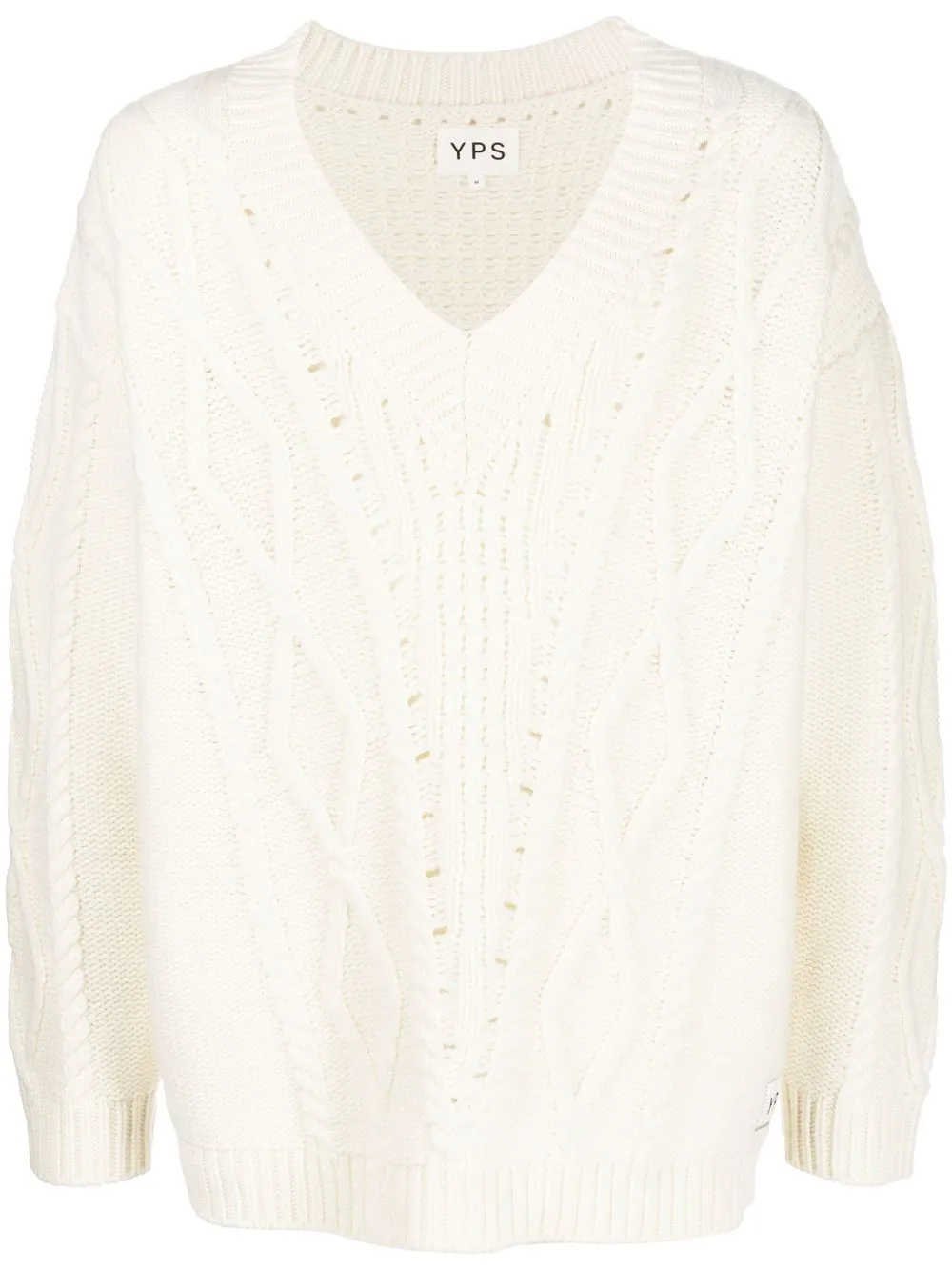 

YOUNG POETS V-neck cable-knit jumper - White