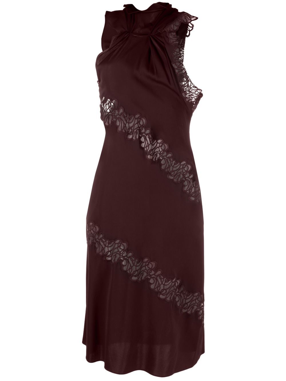 Shop Stella Mccartney Lace-detail Halterneck Dress In Violett