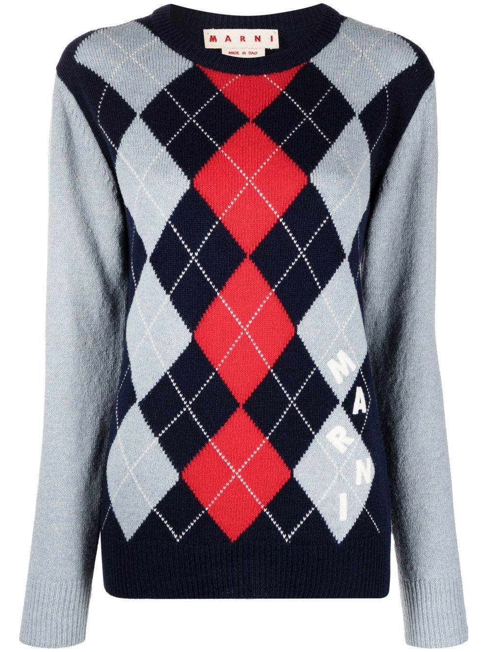 

Marni argyle-check wool jumper - Blue