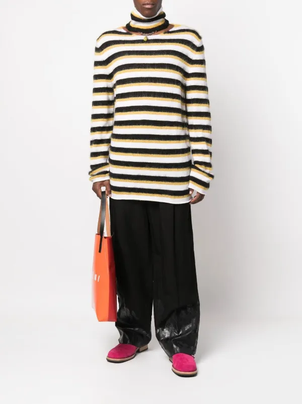 Marni ストライプ タートルネック セーター | ホワイト | FARFETCH JP